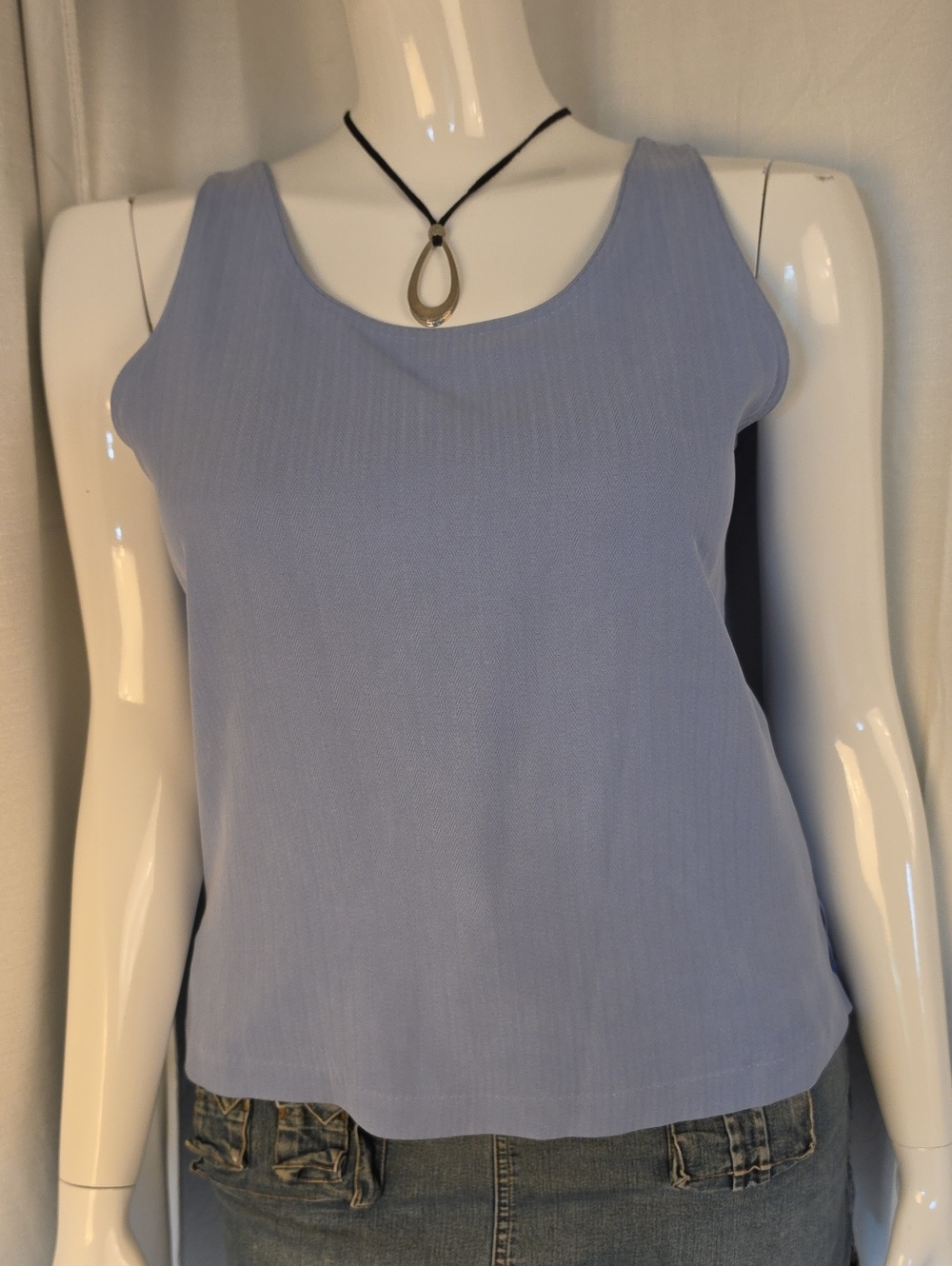 Tommy Bahama 100% Silk Light Blue Sleeveless Tank Top with Side Slits Size Large